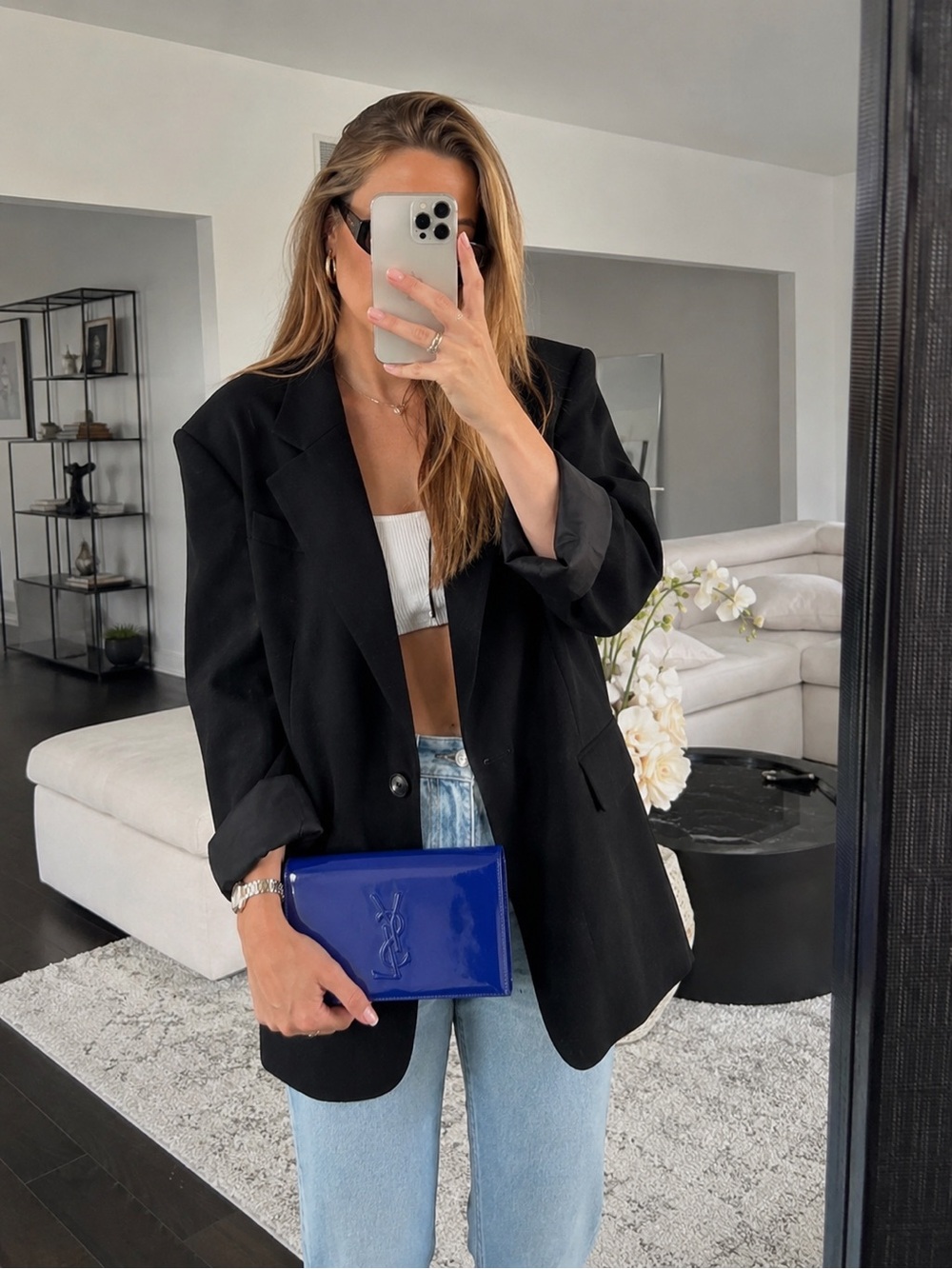 ⚡️💙YSL Belle Du Jour Neon Blue Patent Leather Clutch